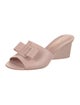 Salvatore Ferragamo Vara Bow Accent Embossed Leather Slides