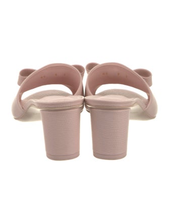 Salvatore Ferragamo Vara Bow Accent Embossed Leather Slides
