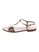 Salvatore Ferragamo Leather Chain-Link Accents T-Strap Sandals