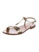 Salvatore Ferragamo Leather Chain-Link Accents T-Strap Sandals