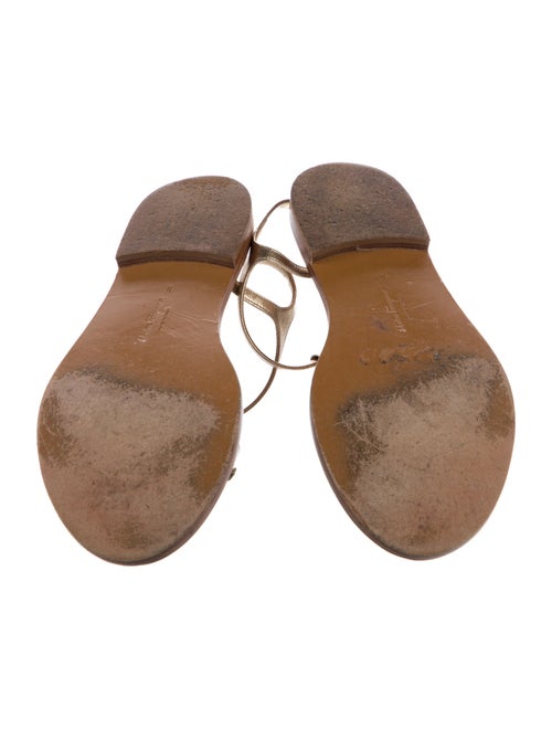 Salvatore Ferragamo Leather Chain-Link Accents T-Strap Sandals