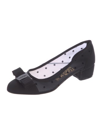 Salvatore Ferragamo Vara Bow Accent Mesh Slingback Pumps