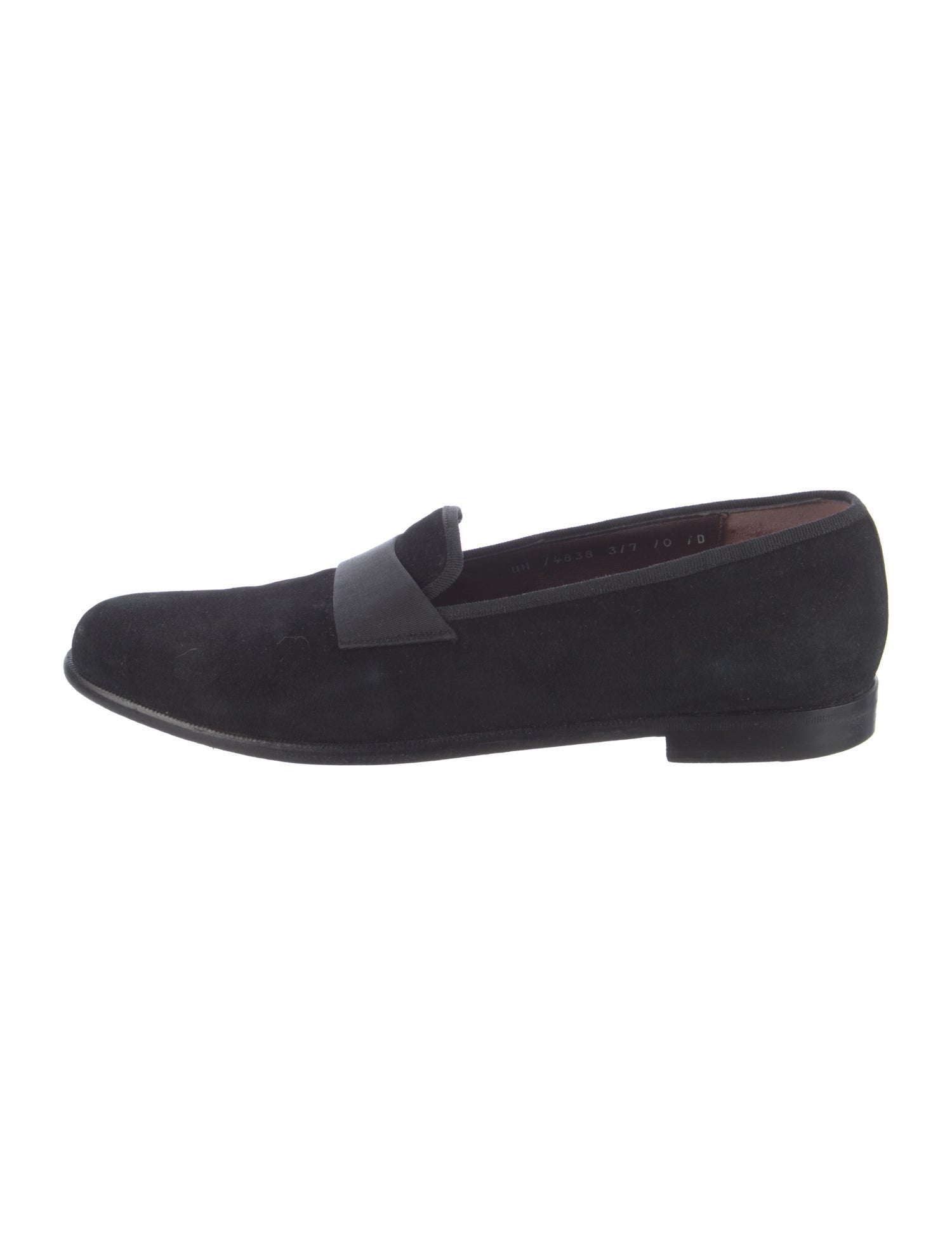 Salvatore Ferragamo Suede Grosgrain Trim Slippers