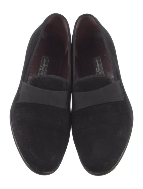 Salvatore Ferragamo Suede Grosgrain Trim Slippers