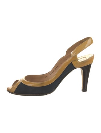 Salvatore Ferragamo Canvas Animal Print Slingback Pumps