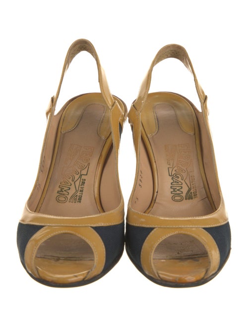 Salvatore Ferragamo Canvas Animal Print Slingback Pumps