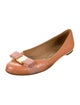 Salvatore Ferragamo Patent Leather Bow Accents Ballet Flats