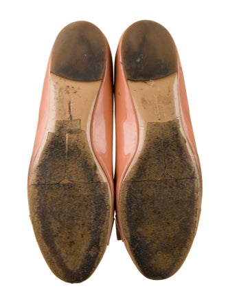 Salvatore Ferragamo Patent Leather Bow Accents Ballet Flats