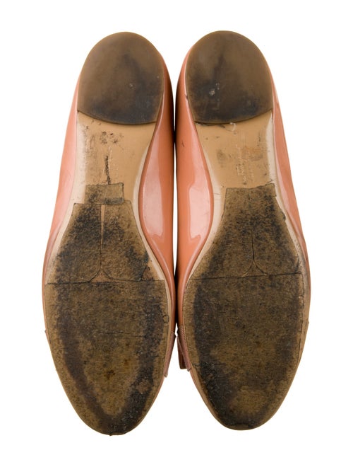 Salvatore Ferragamo Patent Leather Bow Accents Ballet Flats