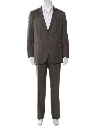 Salvatore Ferragamo Wool Plaid Print Two-Piece Suit