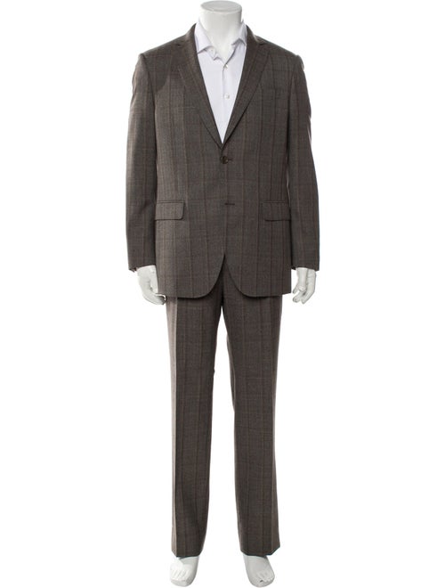 Salvatore Ferragamo Wool Plaid Print Two-Piece Suit