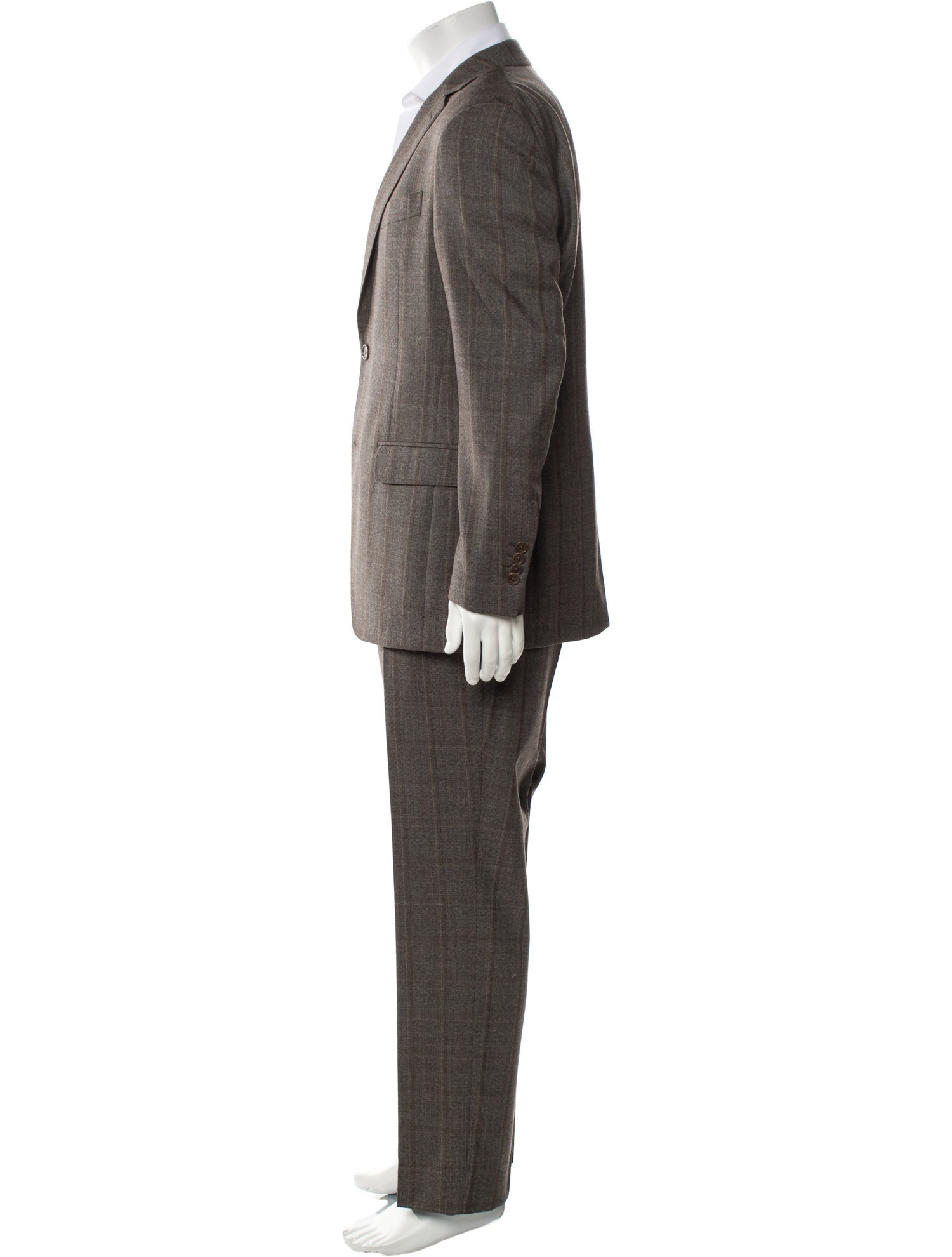 Salvatore Ferragamo Wool Plaid Print Two-Piece Suit