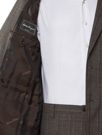Salvatore Ferragamo Wool Plaid Print Two-Piece Suit
