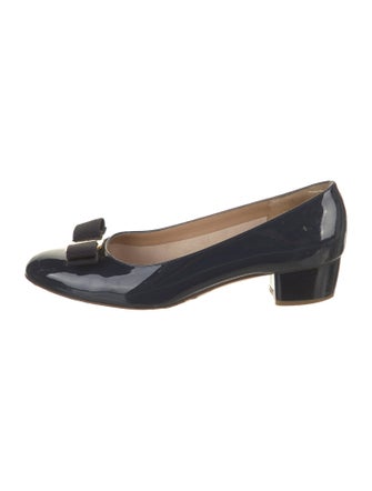 Salvatore Ferragamo Patent Leather Bow Accents Pumps