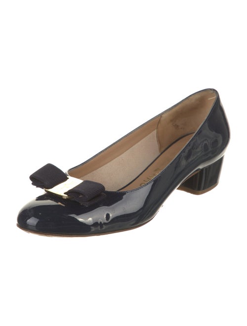 Salvatore Ferragamo Patent Leather Bow Accents Pumps