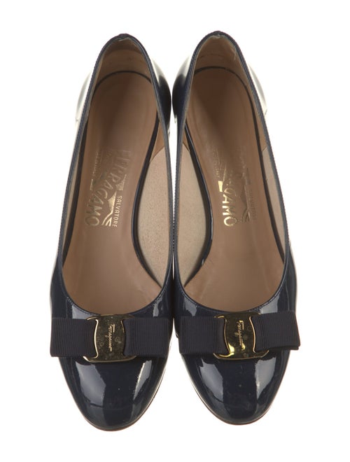 Salvatore Ferragamo Patent Leather Bow Accents Pumps
