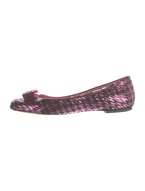 Salvatore Ferragamo Vara Bow Accent Sequins Ballet Flats