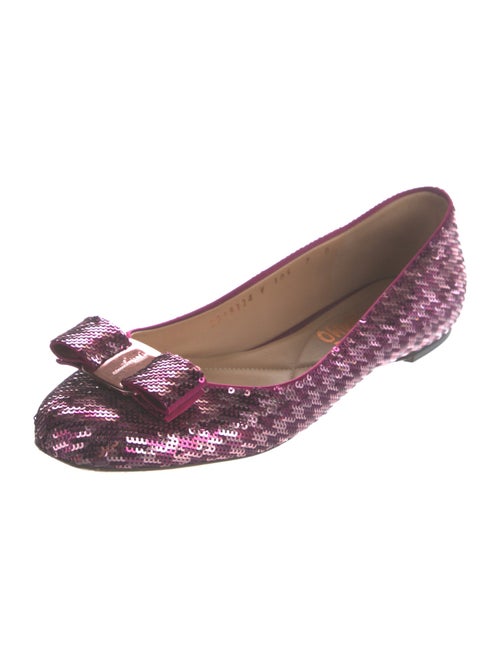 Salvatore Ferragamo Vara Bow Accent Sequins Ballet Flats