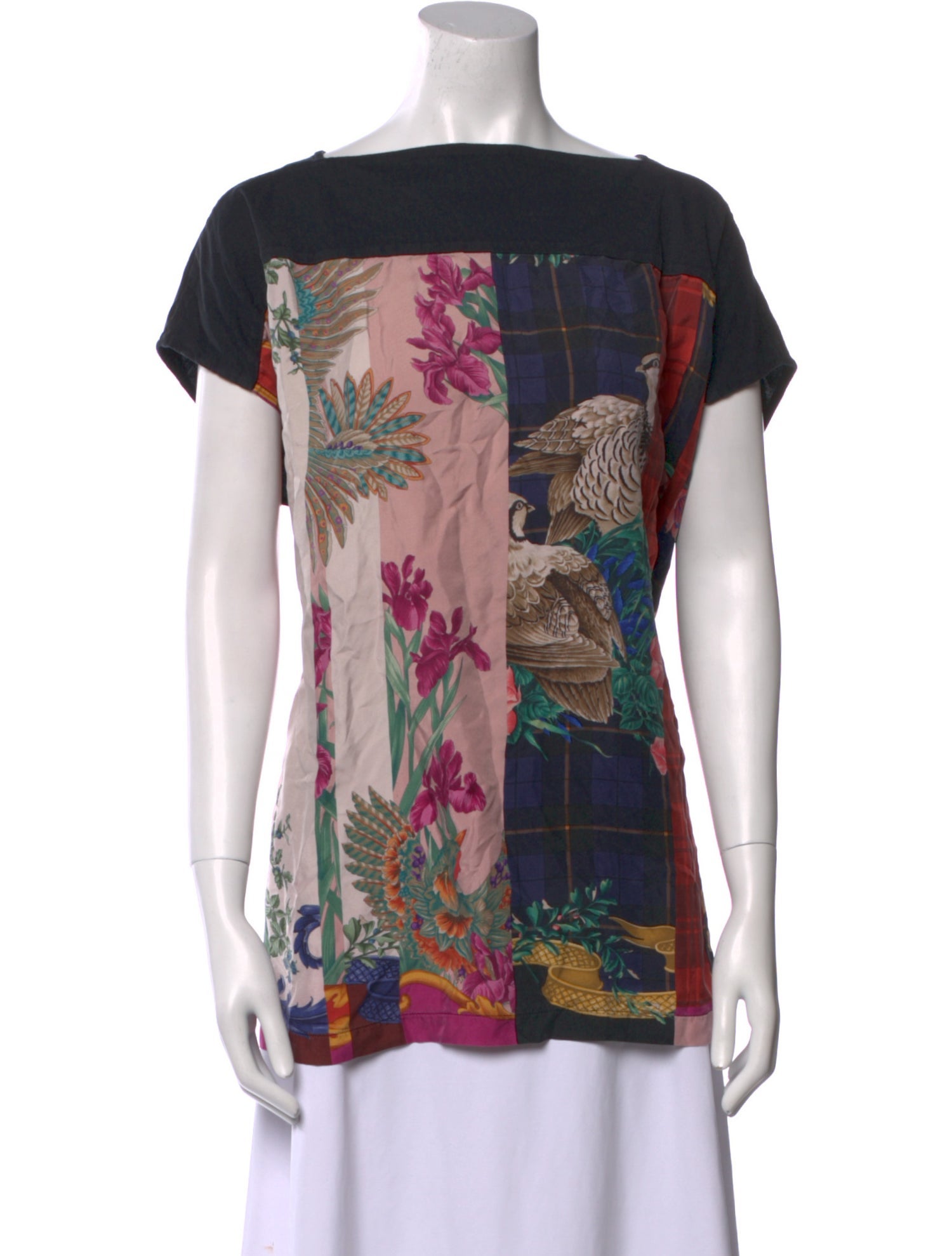 Salvatore Ferragamo Floral Print Bateau Neckline T-Shirt
