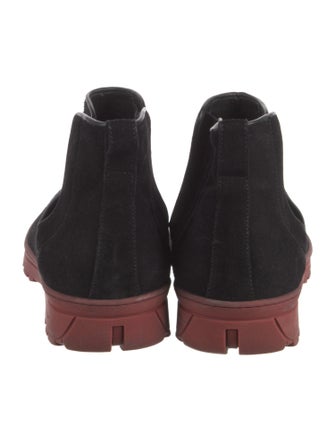 Salvatore Ferragamo Suede Leather Trim Embellishment Chelsea Boots