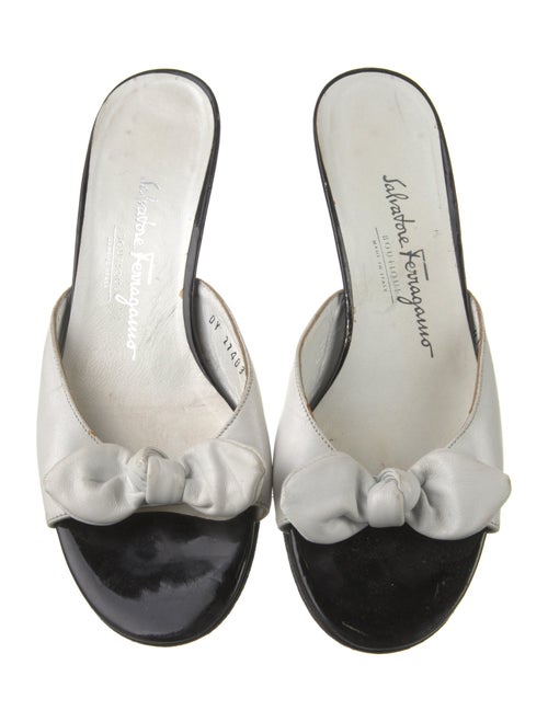 Salvatore Ferragamo Leather Bow Accents Slides
