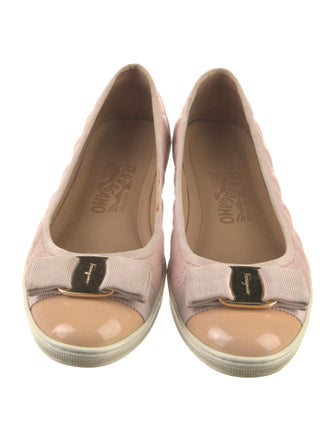 Salvatore Ferragamo Leather Bow Accents Flats