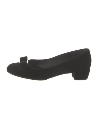 Salvatore Ferragamo Velvet Bow Accents Pumps