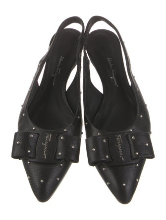 Salvatore Ferragamo Vara Bow Accent Leather Slingback Flats