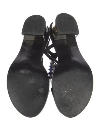 Salvatore Ferragamo Suede Crystal Embellishments T-Strap Sandals