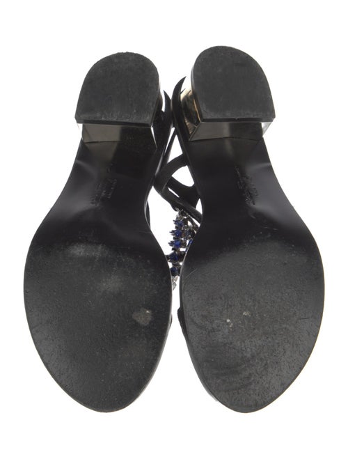 Salvatore Ferragamo Suede Crystal Embellishments T-Strap Sandals