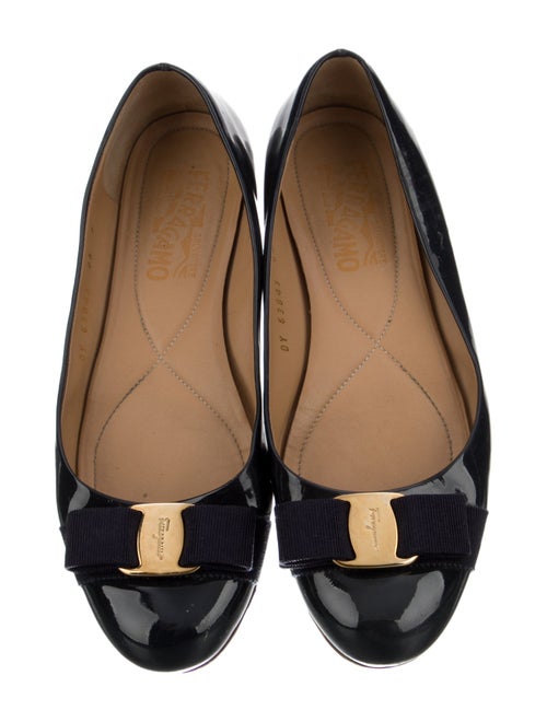 Salvatore Ferragamo Vara Bow Accent Patent Leather Ballet Flats