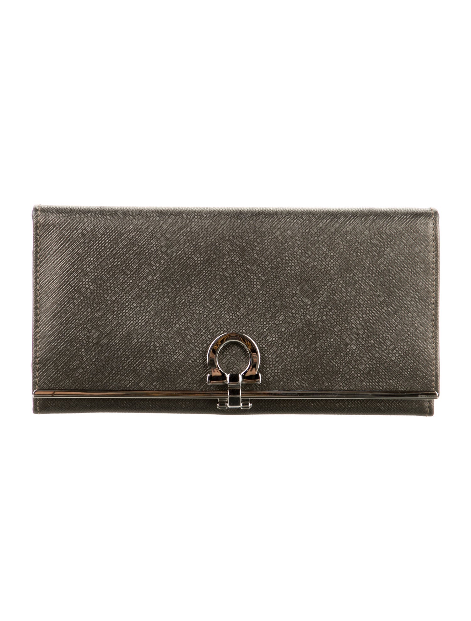 Salvatore Ferragamo Gancini Logo Saffiano Leather Continental Wallet