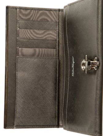 Salvatore Ferragamo Gancini Logo Saffiano Leather Continental Wallet