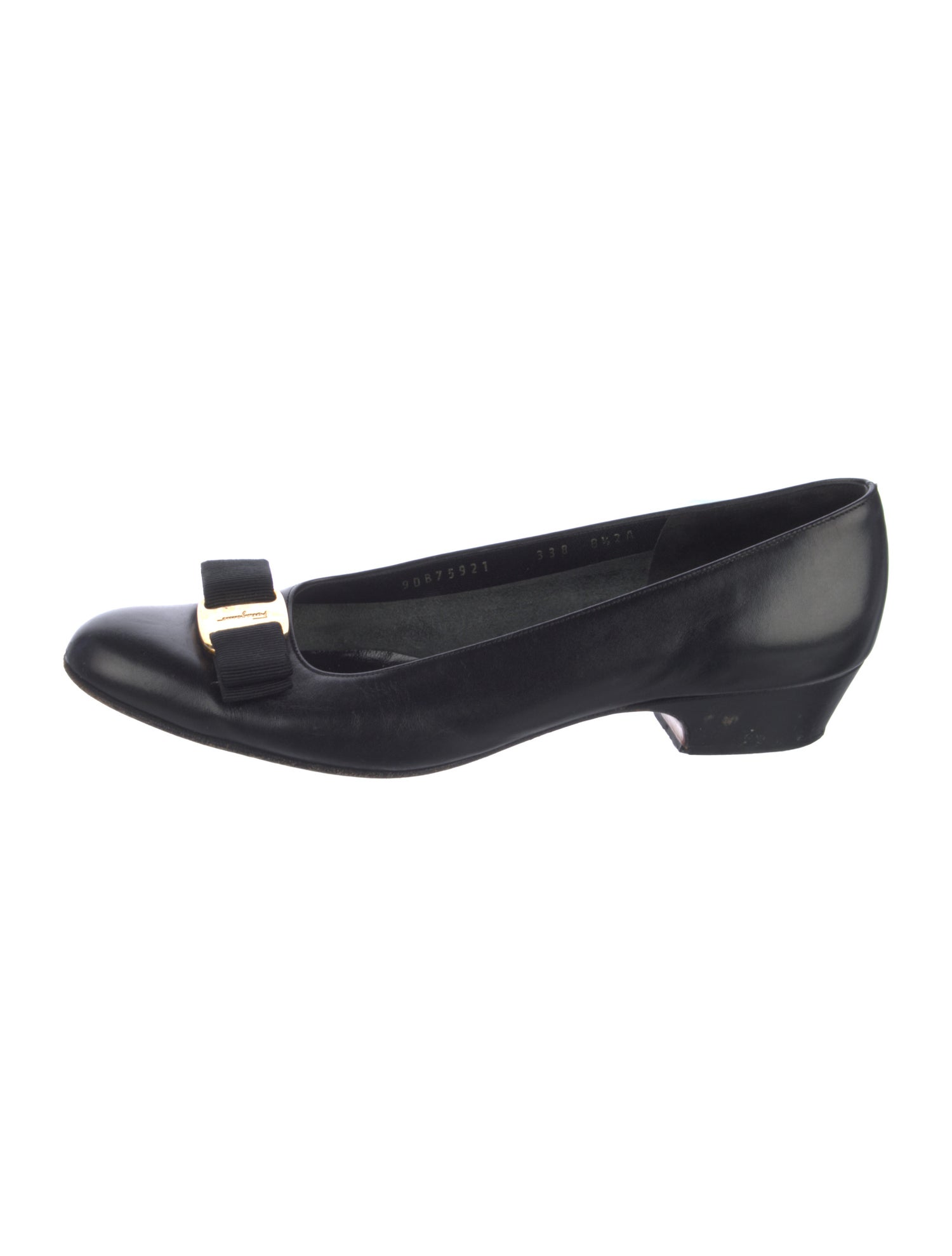 Salvatore Ferragamo Leather Bow Accents Flats