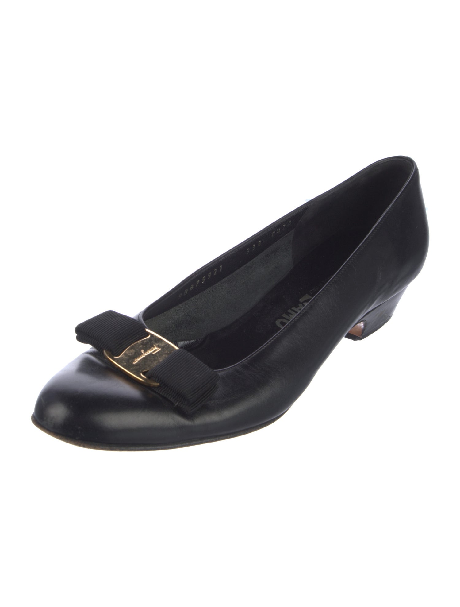 Salvatore Ferragamo Leather Bow Accents Flats