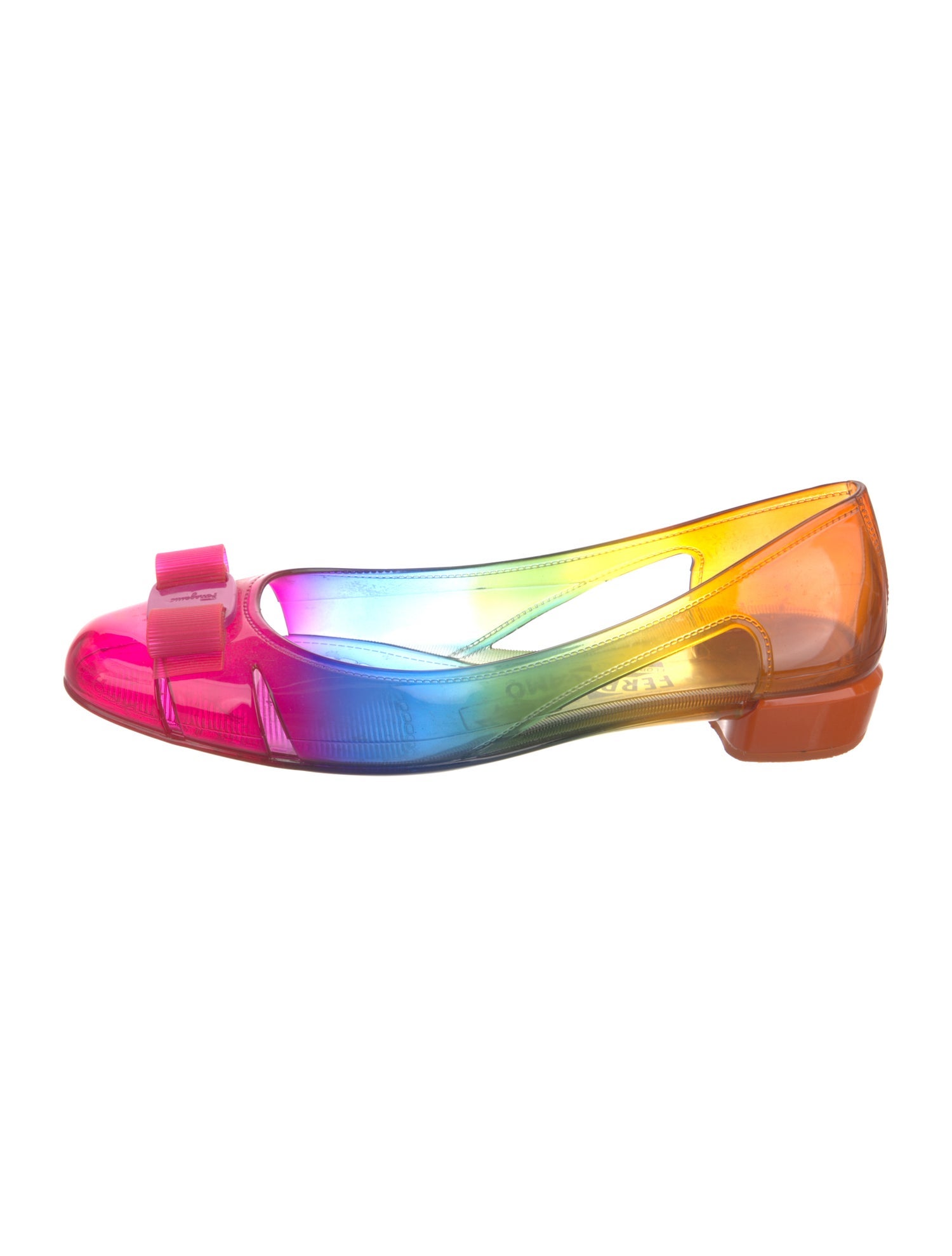 Salvatore Ferragamo Rubber Colorblock Pattern Ballet Flats