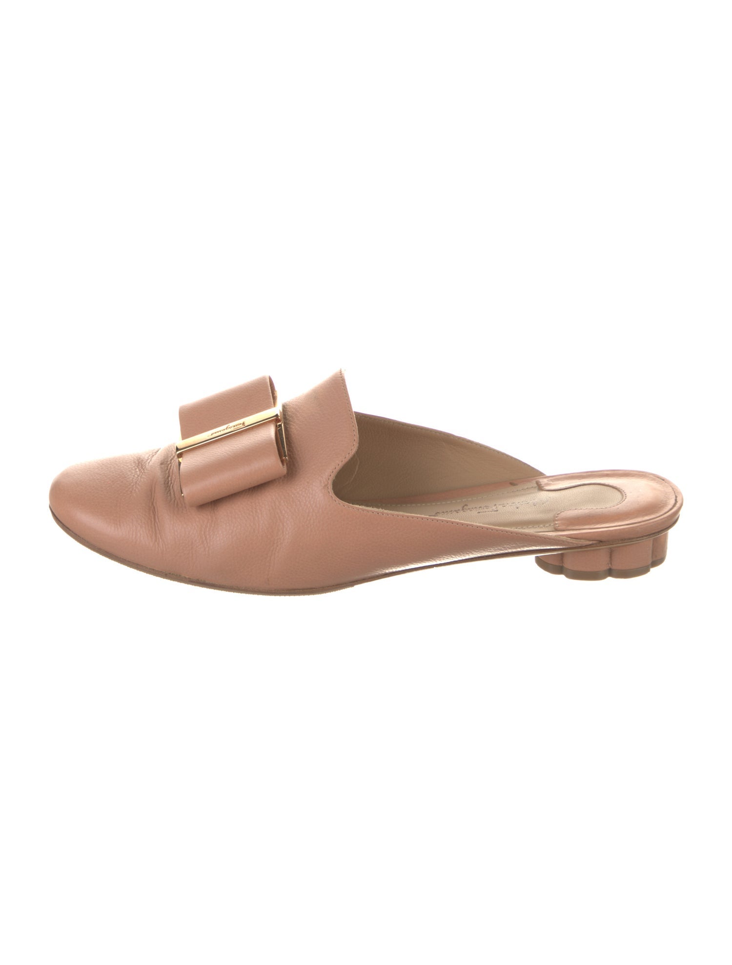 Salvatore Ferragamo Leather Bow Accents Mules