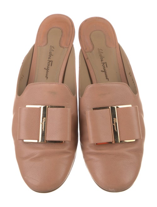 Salvatore Ferragamo Leather Bow Accents Mules