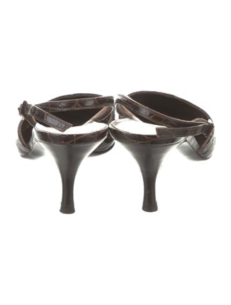 Salvatore Ferragamo Embossed Leather Animal Print Slingback Pumps