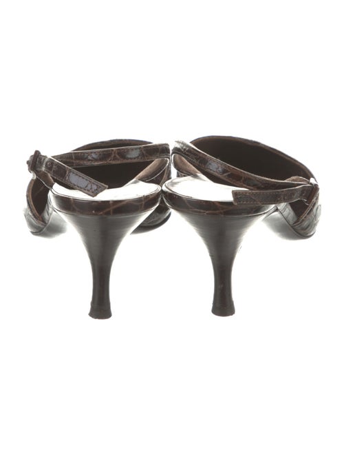 Salvatore Ferragamo Embossed Leather Animal Print Slingback Pumps