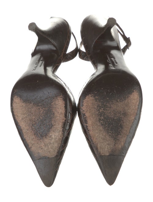 Salvatore Ferragamo Embossed Leather Animal Print Slingback Pumps