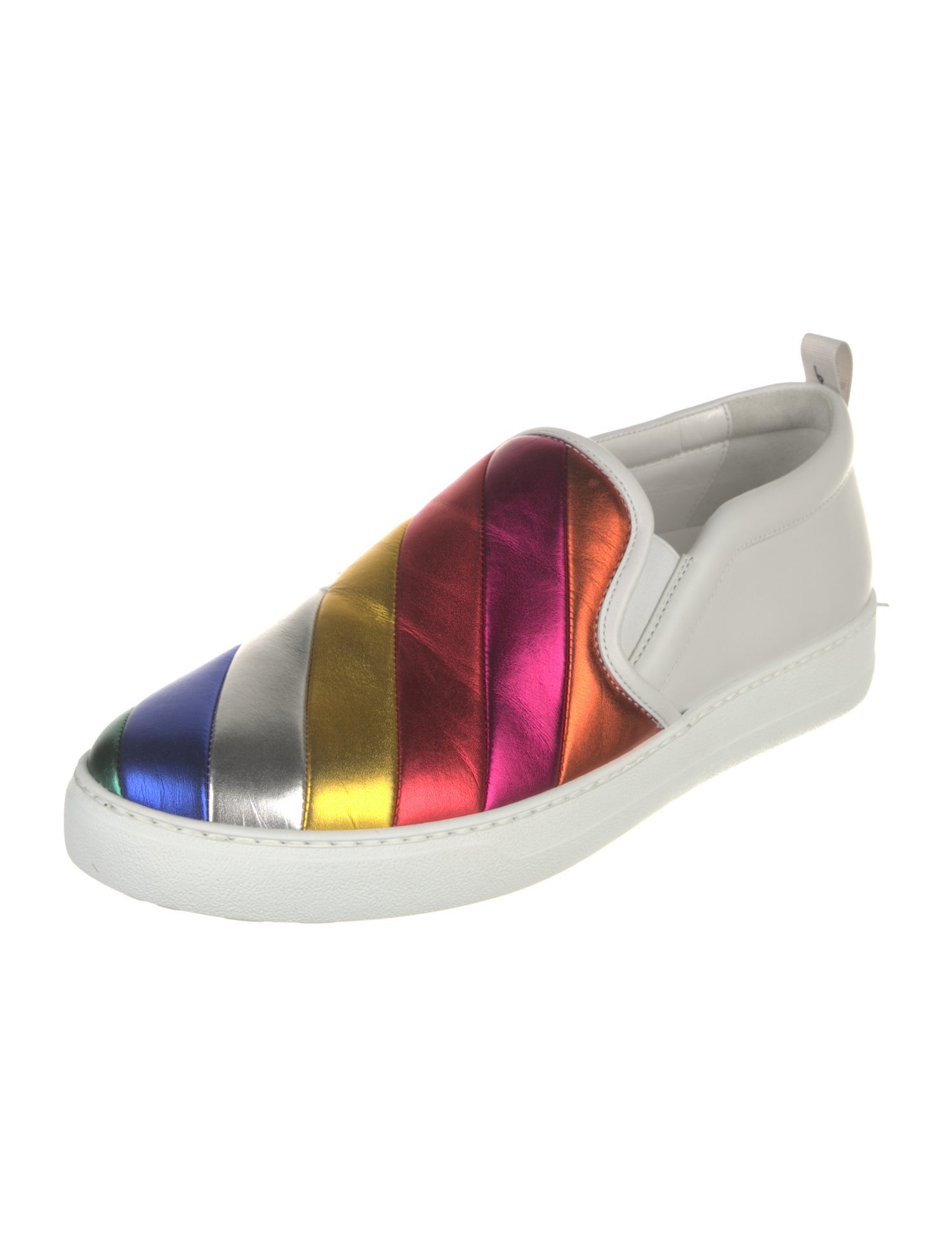 Salvatore Ferragamo Leather Colorblock Pattern Sneakers