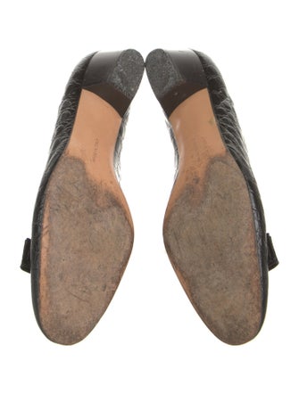 Salvatore Ferragamo Vara Bow Accent Embossed Leather Mules