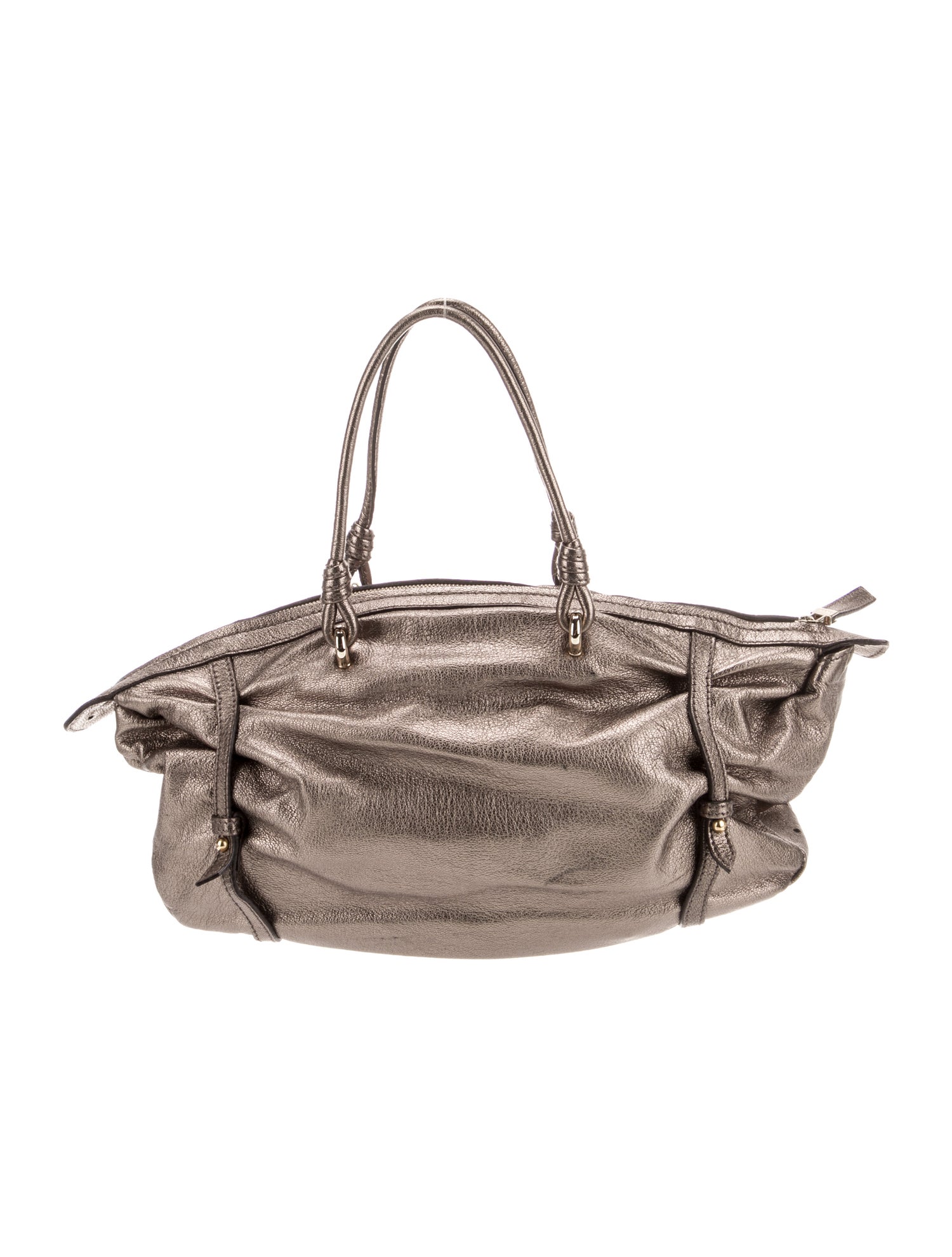 Salvatore Ferragamo Leather Top Handle Bag - Gold Handle Bags