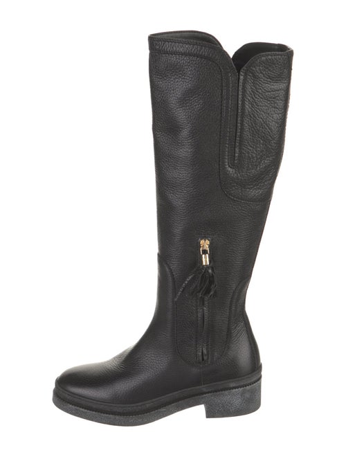 Salvatore Ferragamo Leather Tassel Accents Riding Boots