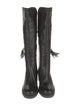 Salvatore Ferragamo Leather Tassel Accents Riding Boots