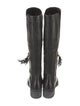 Salvatore Ferragamo Leather Tassel Accents Riding Boots