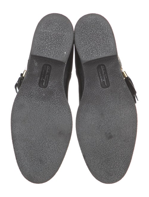 Salvatore Ferragamo Leather Tassel Accents Riding Boots