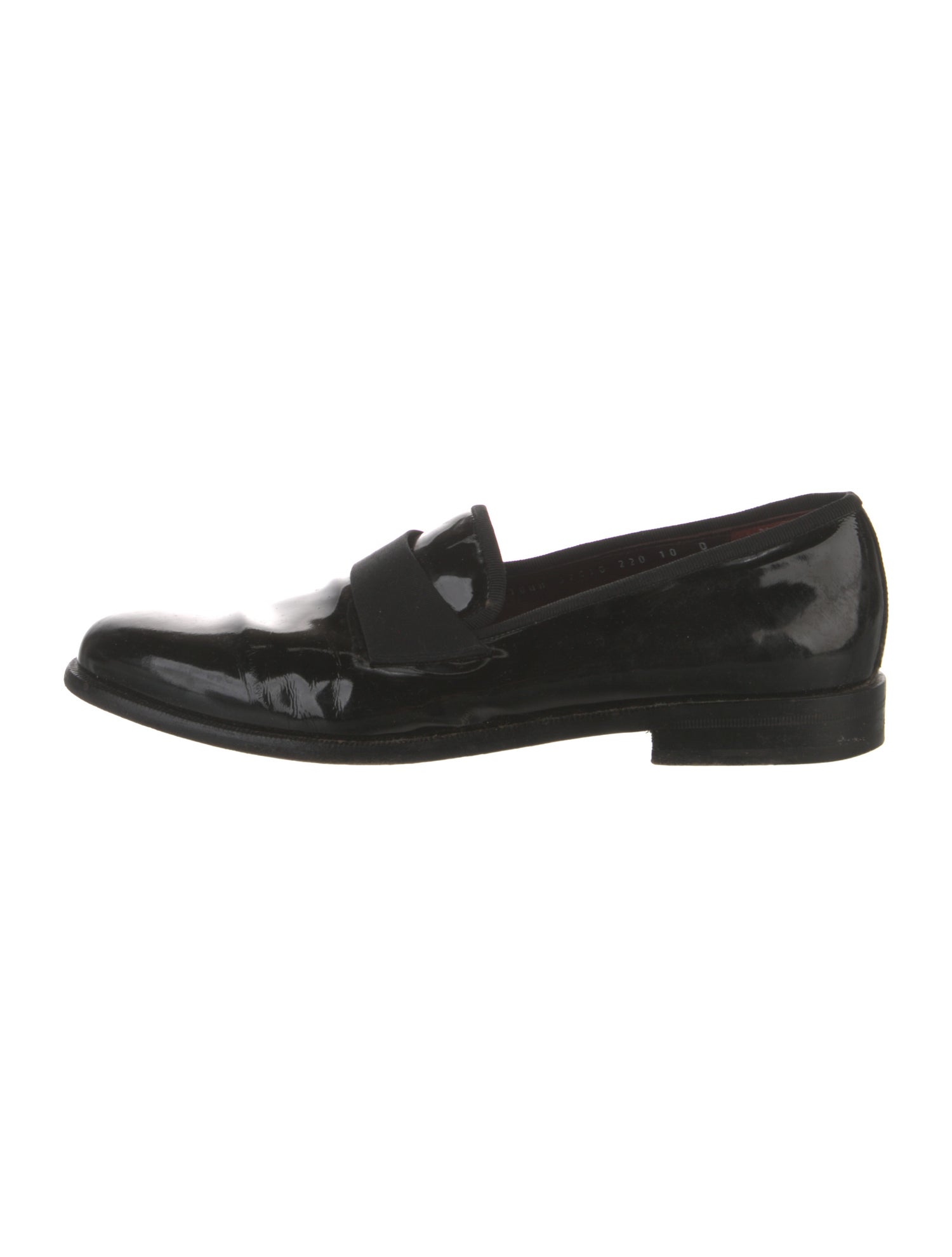 Salvatore Ferragamo Patent Leather Grosgrain Trim Dress Loafers