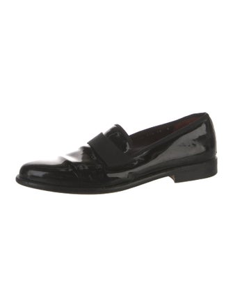 Salvatore Ferragamo Patent Leather Grosgrain Trim Dress Loafers